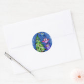 Eigenaar kerstblauw ronde sticker (Envelop)
