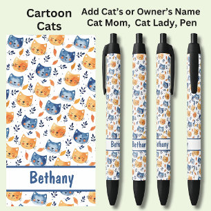 Eigenaar of Kattennaam toevoegen, Vreedzame Cartoo Zwarte Inkt Pen