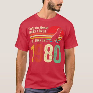 Eigenaar van Bully of pitbull dog 1980's retro bri T-shirt