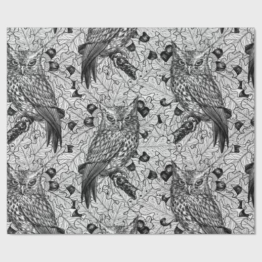 Eigenaar van de eikenboom, zwart-wit cadeaupapier (Vlak)