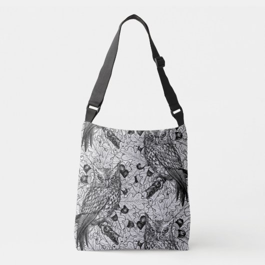 Eigenaar van de eikenboom, zwart-wit crossbody tas (Voorkant)