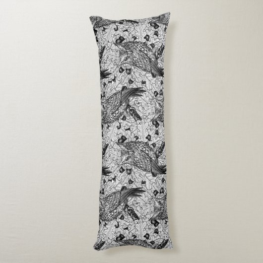 Eigenaar van de eikenboom, zwart-wit lichaamskussen (Achterkant (Verticaal))