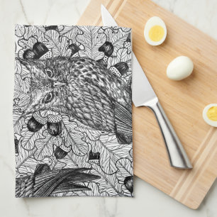 Eigenaar van de eikenboom, zwart-wit theedoek