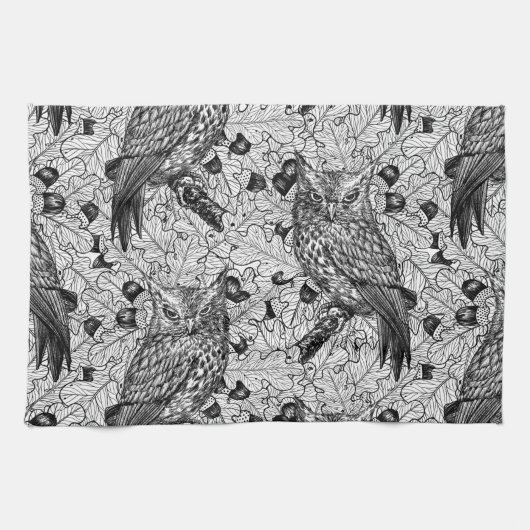 Eigenaar van de eikenboom, zwart-wit theedoek (Horizontaal)