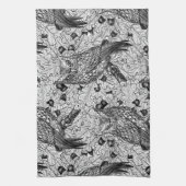 Eigenaar van de eikenboom, zwart-wit theedoek (Verticaal)