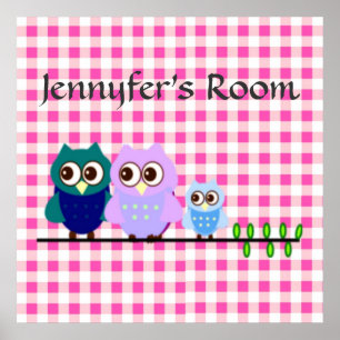 Eigenaar van de familie in het roze Vichy-Poster Poster