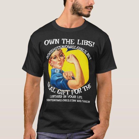 EIGENAAR VAN DE LIBS DOGSHITSNOWGLOBES DOT NET T-SHIRT (Voorkant)