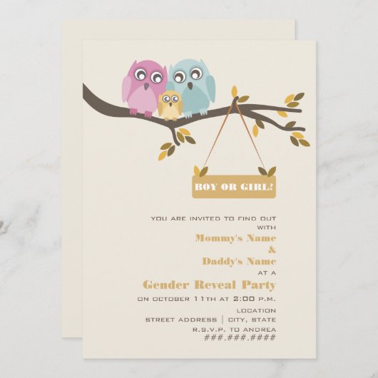 Eigenaar van Herfst Gender Reopenbaart partijuitno Kaart (Voorkant / Achterkant)