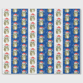 Eigenaar van het kerstpatroon van Santa Hats, blau Cadeaupapier (Vlak)