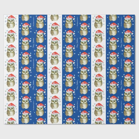 Eigenaar van het kerstpatroon van Santa Hats, blau Cadeaupapier (Vlak)