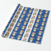 Eigenaar van het kerstpatroon van Santa Hats, blau Cadeaupapier (Uitgerold)