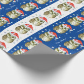 Eigenaar van het kerstpatroon van Santa Hats, blau Cadeaupapier (Hoek)