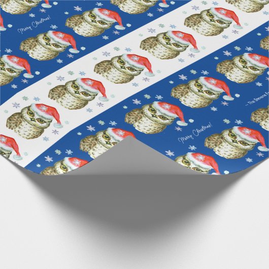 Eigenaar van het kerstpatroon van Santa Hats, blau Cadeaupapier (Hoek)