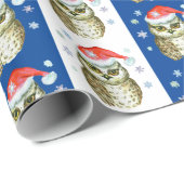 Eigenaar van het kerstpatroon van Santa Hats, blau Cadeaupapier (Rol Hoek)