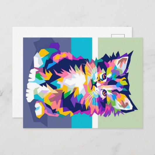 Eigenaar van kleurrijke angry Cat Pet Feestdagenkaart (Voorkant / Achterkant)