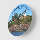 Eigenaar: vuurtoren van de Maine Round Wall Clock Ronde Klok (Hoek)