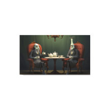 Eigenaardige enge verwrongen thee drinkende heren