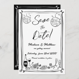 Eigenaardige Handgetekende Krabbeltekens Huwelijk Save The Date
