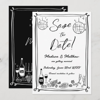 Eigenaardige met de hand getekende krabbeldoodles  save the date