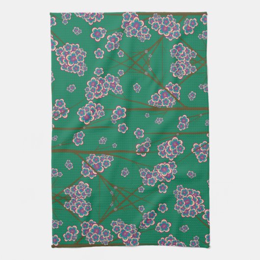 eigenaardige takken jade keukenhanddoek (Verticaal)