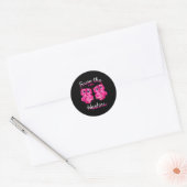 Eigenaars sparen een roze lintje-borst-kankercadea ronde sticker (Envelop)