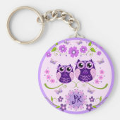 Eigenaren, bloemen en botervliegen Aangepast monog Sleutelhanger (Voorkant)