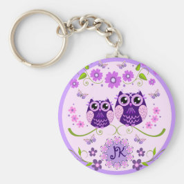Eigenaren, bloemen en botervliegen Aangepast monog Sleutelhanger