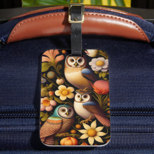 Eigenaren en bloemen   Modern Haeckel Bagagelabel