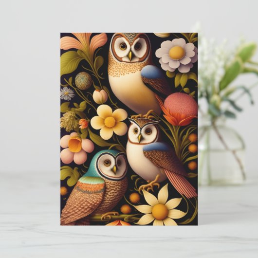 Eigenaren en bloemen | Modern Haeckel Greeting Kaart (Staand voorkant)