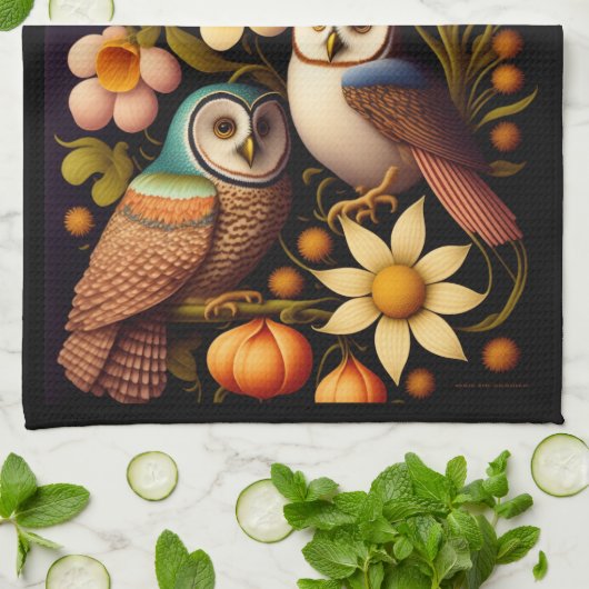 Eigenaren en bloemen | Modern Haeckel Theedoek (Gevouwen)