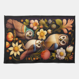 Eigenaren en bloemen | Modern Haeckel Theedoek