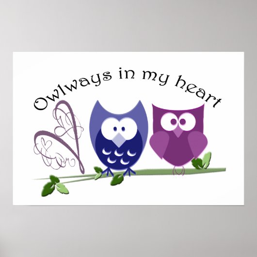 Eigenaren in mijn hart, schattig Poster Owls (Voorkant)