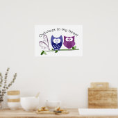 Eigenaren in mijn hart, schattig Poster Owls (Keuken)