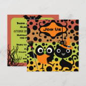 Eigenaren, katten en Spiders Halloween Party nodig Kaart (Voorkant / Achterkant)