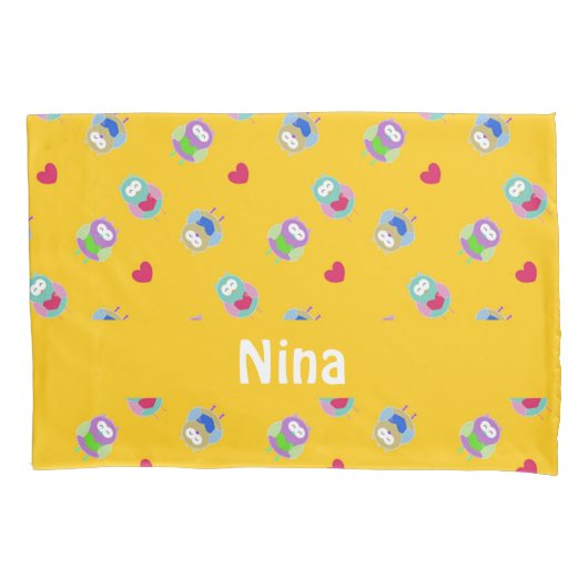 Eigenaren met hart op sinaasappel kussensloop (Voorkant)