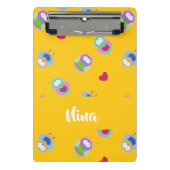 Eigenaren met hart op sinaasappel mini klembord (Voorkant)