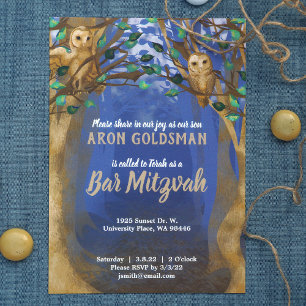 Eigenaren, Misty Forest, Blue, Beige Bar Mitzvah I Kaart