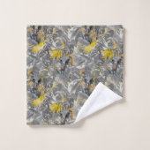 Eigenaren, piek, doorheen, grijs en geel, bladeren bad handdoek (Wasdoekje)