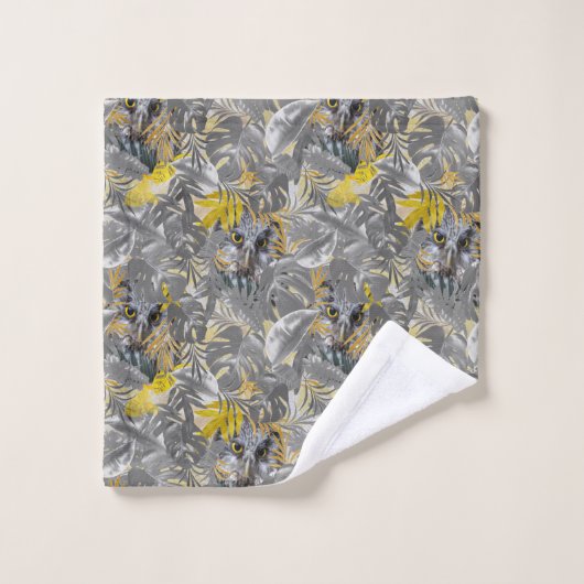 Eigenaren, piek, doorheen, grijs en geel, bladeren bad handdoek (Wasdoekje)