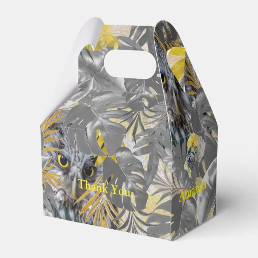 Eigenaren - Plant bladeren in grijze/gele 2021 kle Bedankdoosjes (Achterkant)