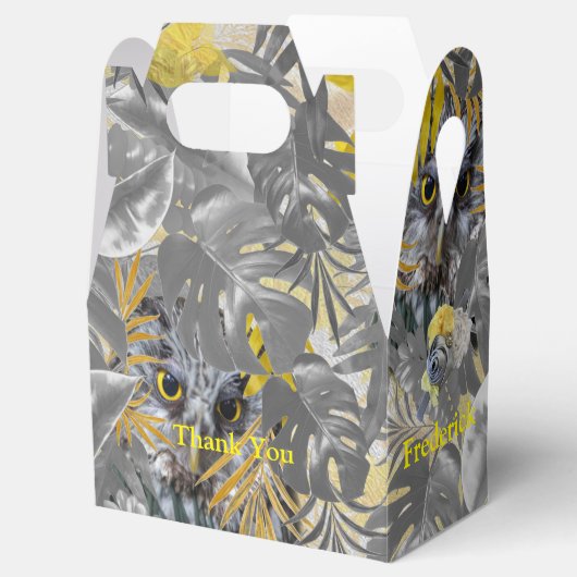 Eigenaren - Plant bladeren in grijze/gele 2021 kle Bedankdoosjes (Geopend)