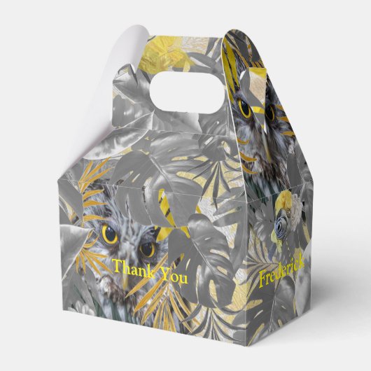 Eigenaren - Plant bladeren in grijze/gele 2021 kle Bedankdoosjes (Voorkant Zijde)