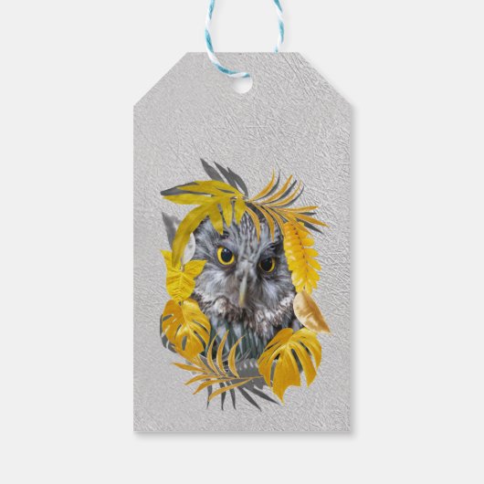 Eigenaren - Plant bladeren in grijze/gele 2021 kle Cadeaulabel (Achterkant)