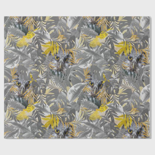 Eigenaren - Plant bladeren in grijze/gele 2021 kle Cadeaupapier (Vlak)