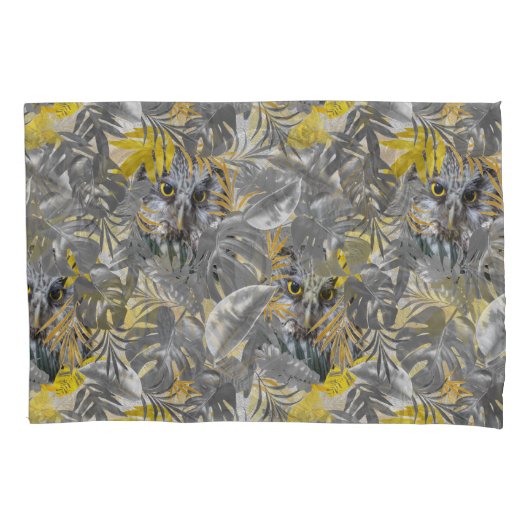 Eigenaren - Plant bladeren in grijze/gele 2021 kle Kussensloop (Voorkant)