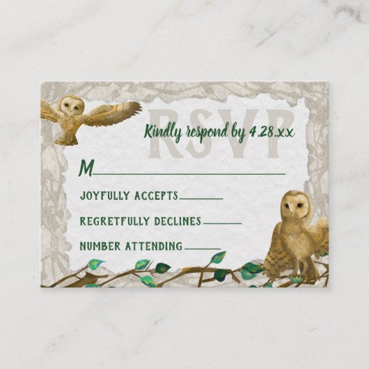 Eigenaren van de groene leafy Rustic Bar Mitzvah R Advieskaart (Voorkant)