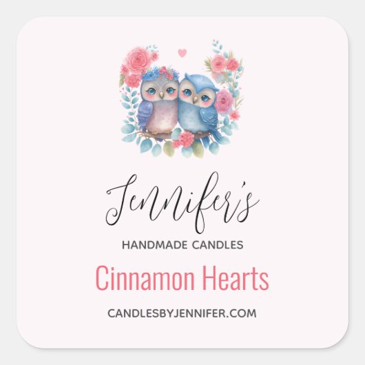 Eigenaren van Liefde Zitten op een boomtak Candle Vierkante Sticker (Voorkant)