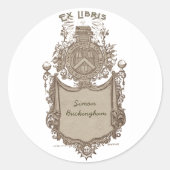 Eigendom boekplaat Ex Libris Wapen Ronde Sticker (Voorkant)