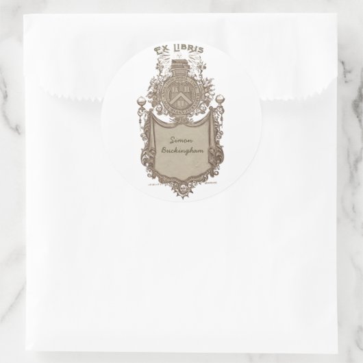 Eigendom boekplaat Ex Libris Wapen Ronde Sticker (Tas)