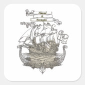 Eigendom Bookplate Ex Libris Clipper Ship Vierkante Sticker (Voorkant)